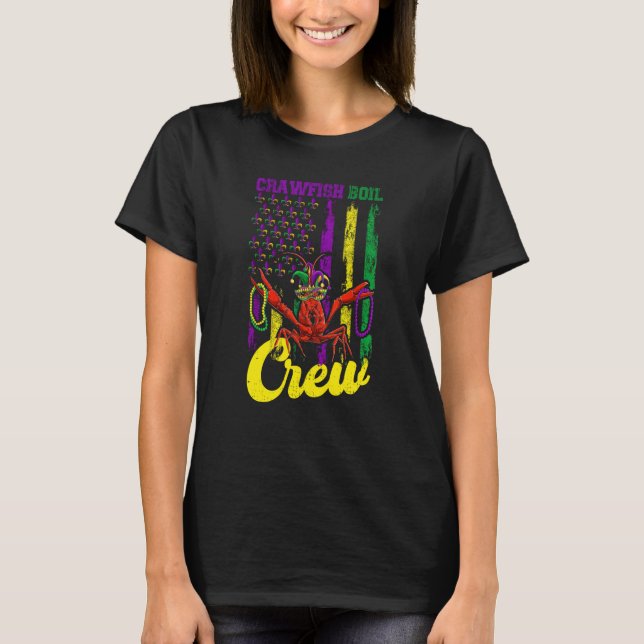 Crawfish Boil Crew Beads Mardi Gras Flag Kids Todd T-Shirt (Vorderseite)