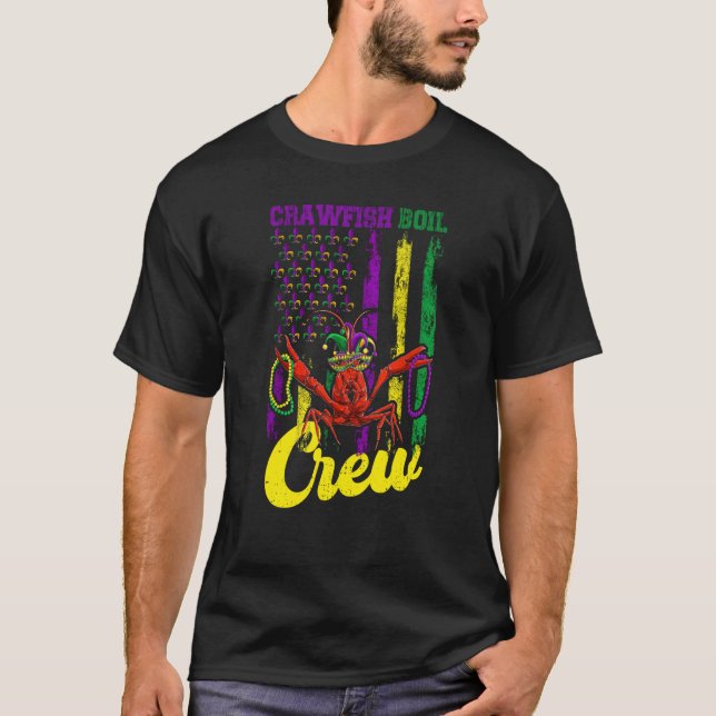 Crawfish Boil Crew Beads Mardi Gras Flag Kids Todd T-Shirt (Vorderseite)