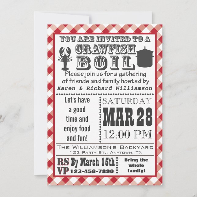 Crawfish Boil Einladung (Vorderseite)