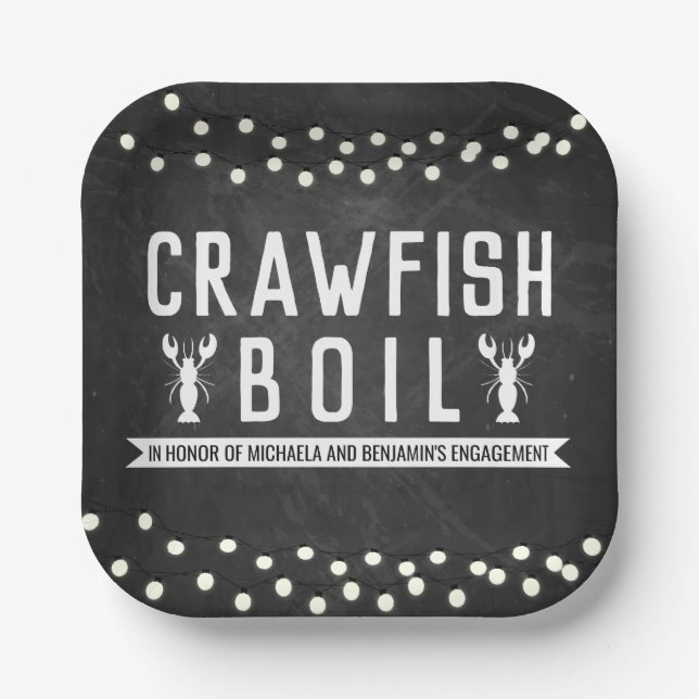 Crawfish Boil-Engagement-Partei Pappteller (Vorderseite)