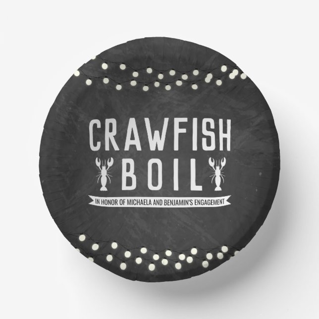 Crawfish Boil-Engagement-Partei Pappteller (Vorderseite)