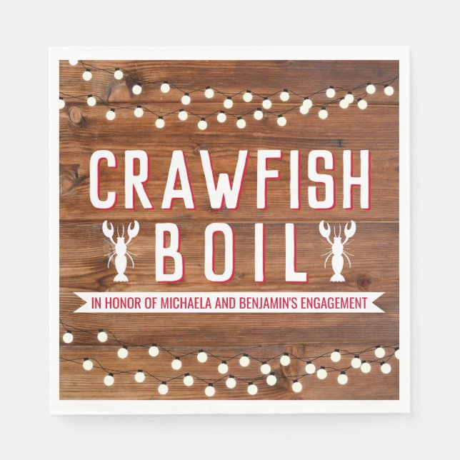 Crawfish Boil-Engagement-Partei Serviette (Vorderseite)