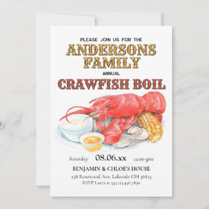 Crawfish Boil Familie Jährliches Meeresfrüchte Coo Einladung