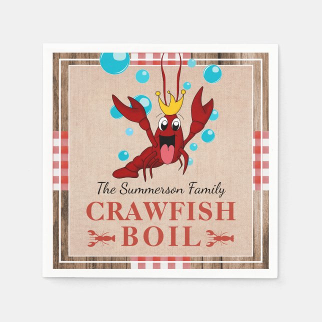 Crawfish Boil Family Wiedersehen Rustikales Party Serviette (Vorderseite)