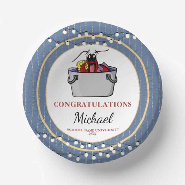 Crawfish Boil Graduation Party Pappteller (Vorderseite)