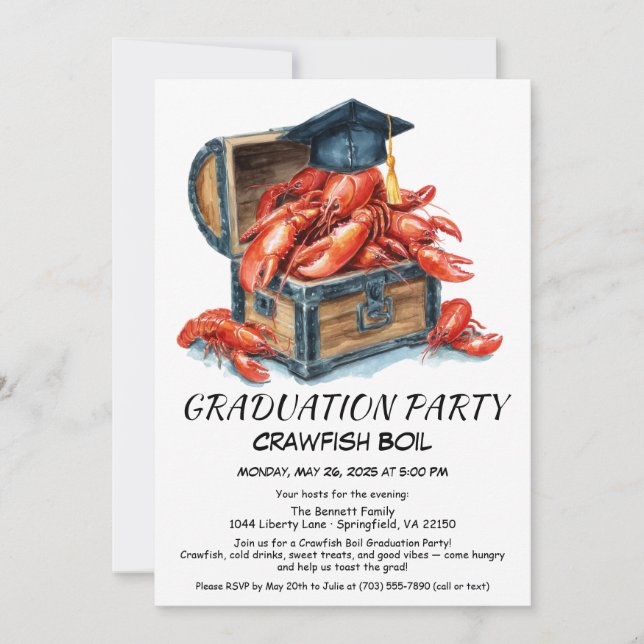 Crawfish Boil Graduation Party | Southern Style  Einladung (Vorderseite)
