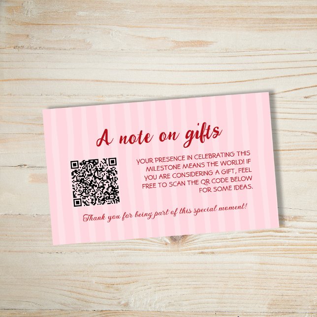 Crawfish Boil Hinweis auf Geschenke Stricktes Part Begleitkarte (Crawfish Boil Note On Gifts Striped Grad Party Enclosure Card)