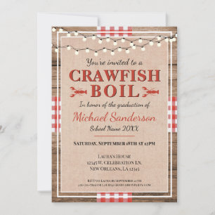 Crawfish Boil Hummer Graduierungsparty Rustikal Einladung
