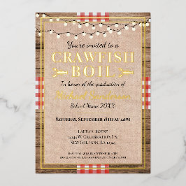Crawfish Boil Hummer Graduierungsparty Rustikal Folieneinladung