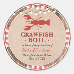 Crawfish Boil Hummer Graduierungsparty Rustikal Runder Aufkleber