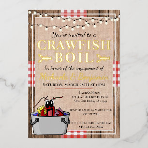 Crawfish Boil Hummer Party Verlobung Rustikal Folieneinladung