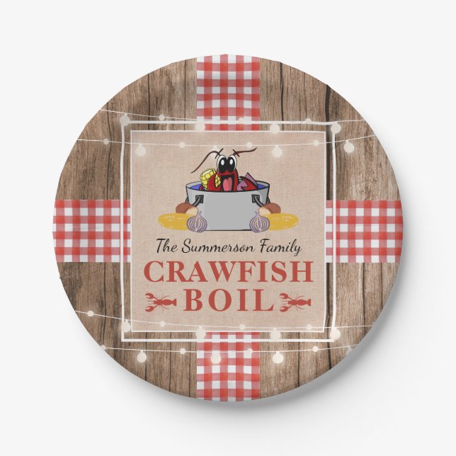 Crawfish Boil Jährliches Party Rustic Picnic Pappteller (Vorderseite)