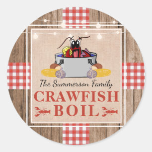 Crawfish Boil Jährliches Party Rustic Picnic Runder Aufkleber