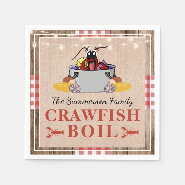 Crawfish Boil Jährliches Party Rustic Picnic Serviette (Vorderseite)