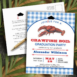 Crawfish Boil Karierte GRAD-Party Einladung Postkarte