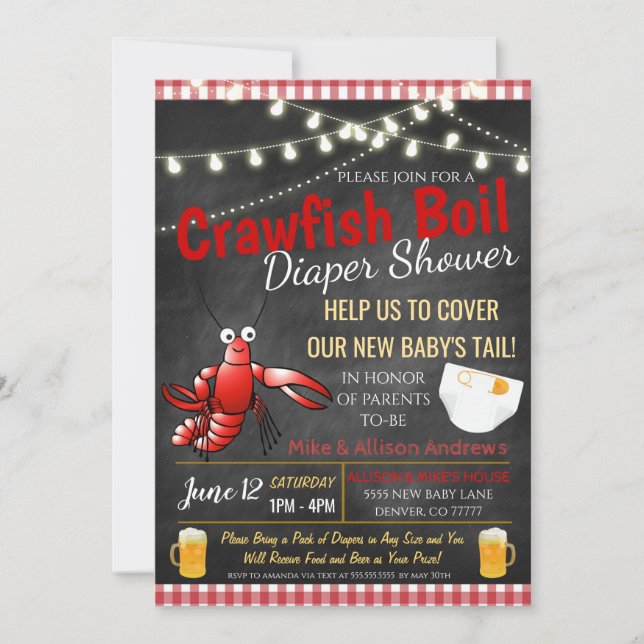 Crawfish Boil Kinderdusche Einladung (Vorderseite)