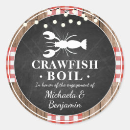 Crawfish Boil Lobster Engagement Party Rustikal Runder Aufkleber
