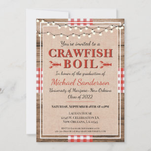 Crawfish Boil Lobster Rustic Graduation Party Einladung