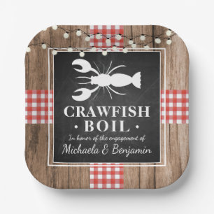 Crawfish Boil Lobster Rustic Wood Engagement Party Pappteller