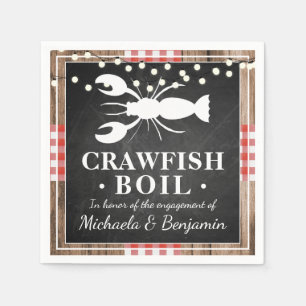 Crawfish Boil Lobster Rustic Wood Engagement Party Serviette