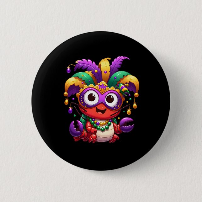 Crawfish Boil Mardi Gras Costume Masquerade Men Wo Button (Vorderseite)