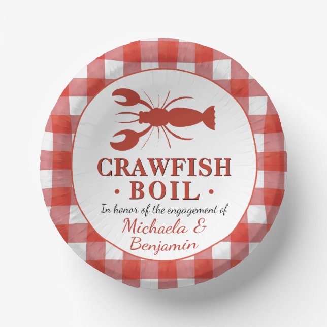 Crawfish Boil Meeresfrüchte Party Rote Picnische V Pappteller (Vorderseite)