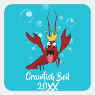 Crawfish Boil mit Crawfish King Quadratischer Aufkleber