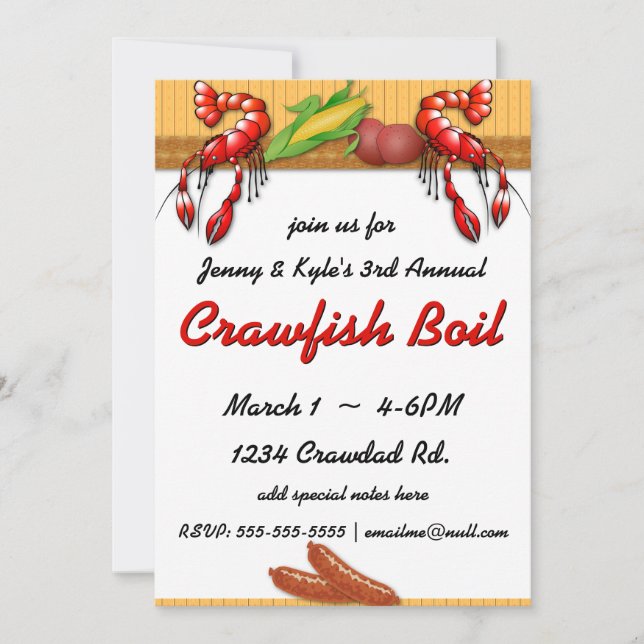 Crawfish Boil mit Wurst Einladungen (Vorderseite)