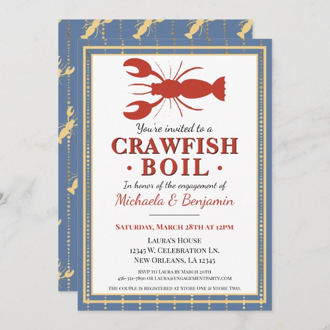 Crawfish Boil Paare Einladung (Vorne/Hinten)