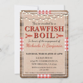 Crawfish Boil Paare Engagement Partei Rustikal Einladung