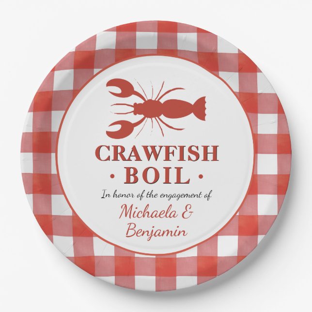 Crawfish Boil Paare Picnic Engagement Party Pappteller (Vorderseite)