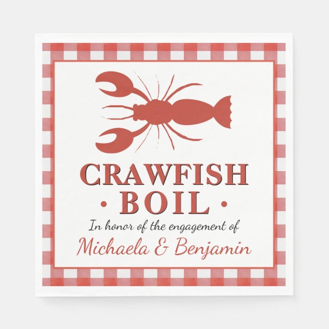 Crawfish Boil Paare Picnic Engagement Party Serviette (Vorderseite)