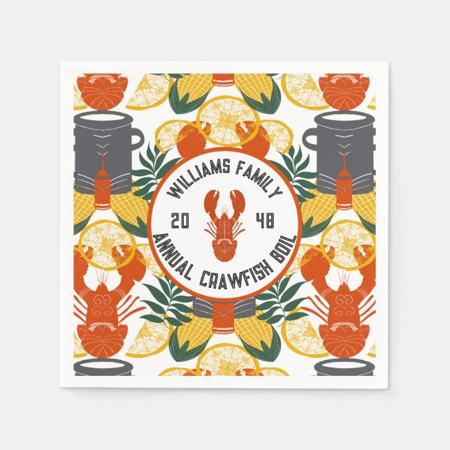 Crawfish Boil Party - Cajun Meeresfrüchte Feier Serviette (Vorderseite)