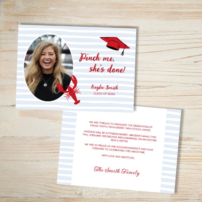 Crawfish Boil Pinch Sie hat Grand Party gemacht Ankündigung (Crawfish Boil Pinch Me She's Done Grad Party Announcement)