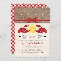 Crawfish Boil Polterabend Paare Monogram Invi