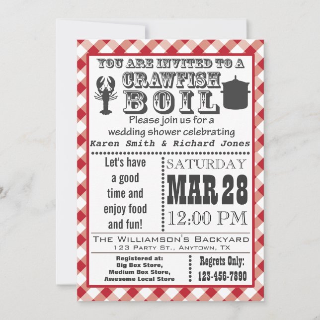 Crawfish Boil Polterabend Party Einladung 2 (Vorderseite)
