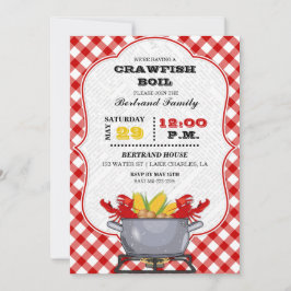 Crawfish Boil Pot Red Checkered Gingham Einladung