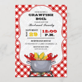 Crawfish Boil Pot Red Checkered Gingham Einladung