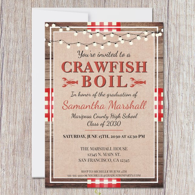 Crawfish Boil Rustic School Graduation Party Einladung (Von Creator hochgeladen)