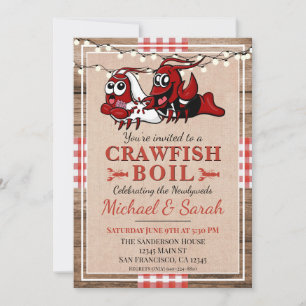 Crawfish Boil Rustic Wood Neu verheiratete Verlobu Einladung
