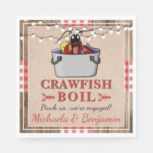 Crawfish Boil Rustikale Paare Engagement Partei Serviette