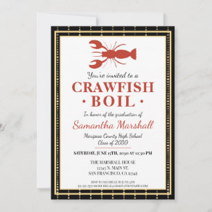 Crawfish Boil Seafood Black Gold Graduation Party Einladung