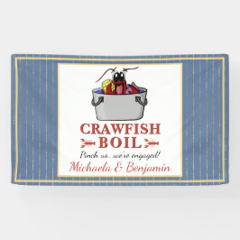 Crawfish Boil Seafood Blue Gold Engagement Party Banner