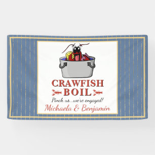 Crawfish Boil Seafood Blue Gold Engagement Party Banner