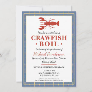 Crawfish Boil Seafood Blue Graduation Party Einladung
