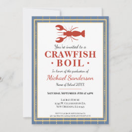 Crawfish Boil Seafood Blue Graduation Party Einladung