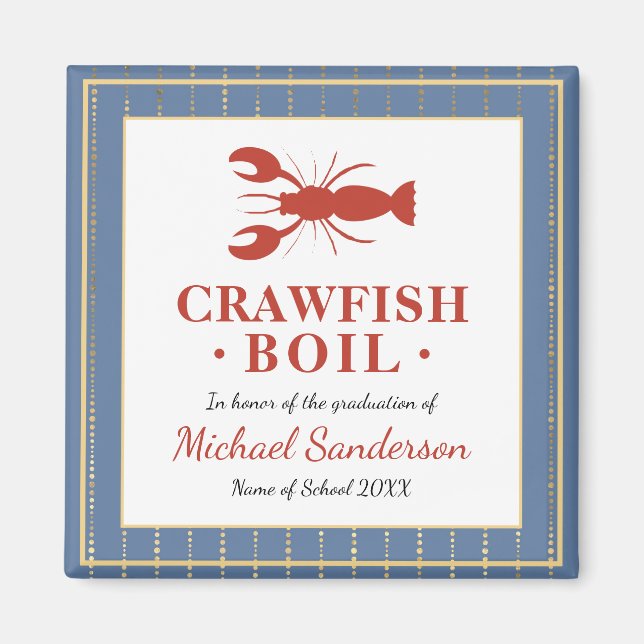Crawfish Boil Seafood Blue Graduation Party Gefall Magnet (Vorne)