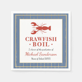 Crawfish Boil Seafood Blue Graduation Party Serviette