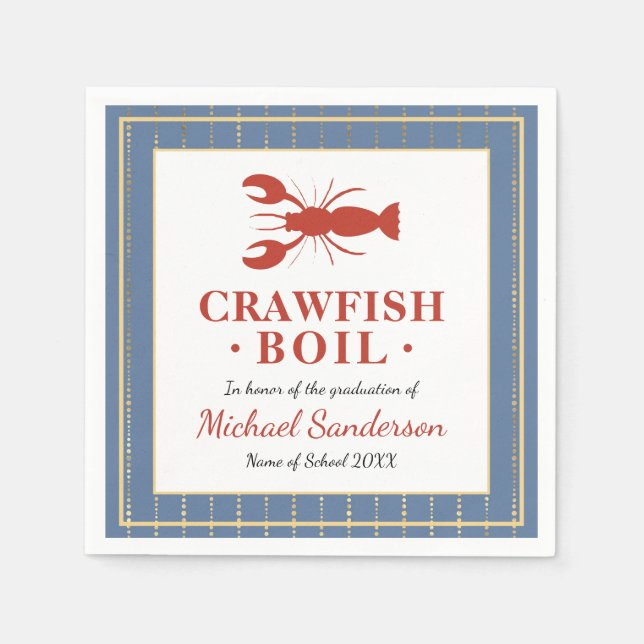 Crawfish Boil Seafood Blue Graduation Party Serviette (Vorderseite)