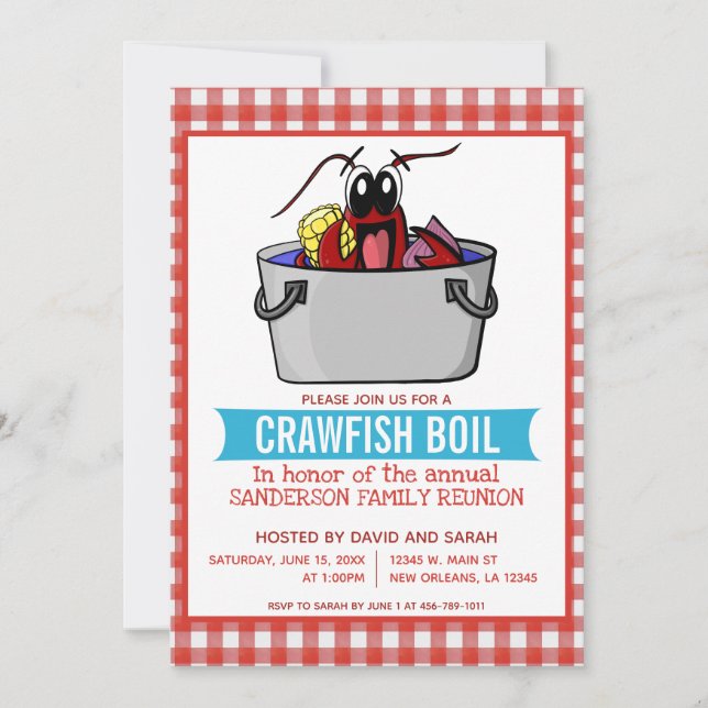 Crawfish Boil Seafood Party Picnic Family Wiederse Einladung (Vorderseite)